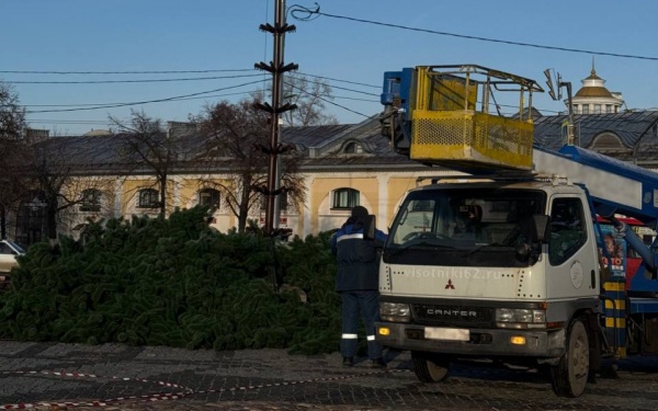 В Рязани приступили к установке главной ёлки